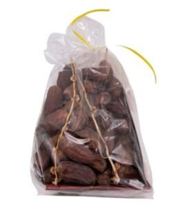 a bag of dates with a yellow ribbon