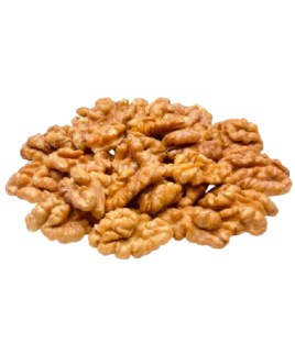 a pile of walnuts on a white background