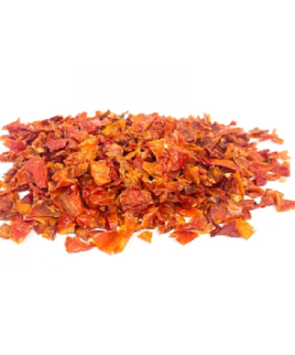 a pile of red and orange pieces of food